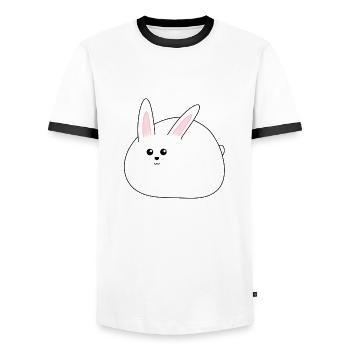 Dicker, süßer Weiße Hase, Ostern - Männer Kontrast-T-Shirt - Weiß/Schwarz - Vorne - AI Model Female 172 light (172cm) & AI Model Male 178 dark (178cm)