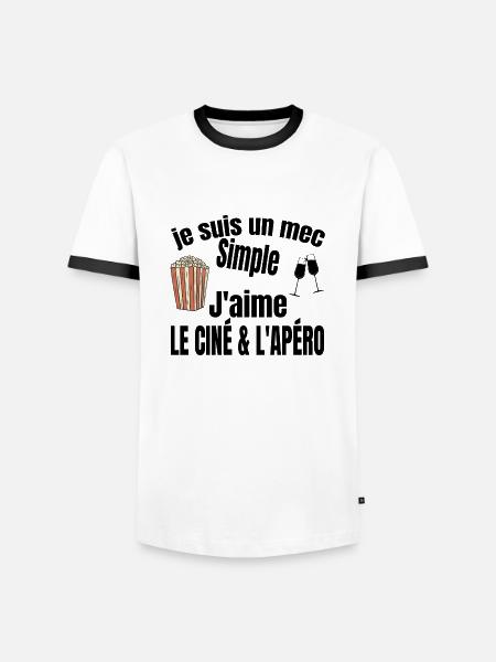 ciné et apéro - T-shirt contrasté Homme - blanc/noir