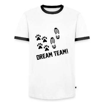 dream team - Männer Kontrast-T-Shirt - Weiß/Schwarz - Vorne - AI Model Female 172 light (172cm) & AI Model Male 178 dark (178cm)