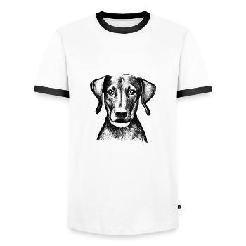 Labrador Hunde Terrier Hundebesitzer Hundehalter - Männer Kontrast-T-Shirt - Weiß/Schwarz - Vorne - AI Model Female 172 light (172cm) & AI Model Male 178 dark (178cm)