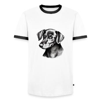 Hundebesitzer Labrador Hunde Terrier Hundehalter - Männer Kontrast-T-Shirt - Weiß/Schwarz - Vorne - AI Model Female 172 light (172cm) & AI Model Male 178 dark (178cm)