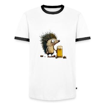 Design ohne Titel 111 - Männer Kontrast-T-Shirt - Weiß/Schwarz - Vorne - AI Model Female 172 light (172cm) & AI Model Male 178 dark (178cm)