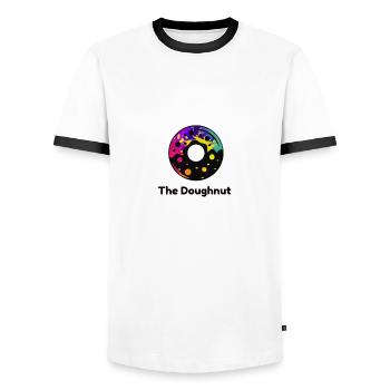 The Doughnut - Men's Ringer Shirt - white/black - Front - AI Model Female 172 light (172cm) & AI Model Male 178 dark (178cm)