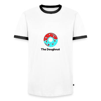 The Doughnut - Men's Ringer Shirt - white/black - Front - AI Model Female 172 light (172cm) & AI Model Male 178 dark (178cm)