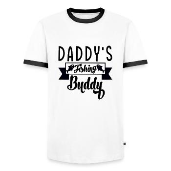 Daddy´s Fishing Buddy - Männer Kontrast-T-Shirt - Weiß/Schwarz - Vorne - AI Model Female 172 light (172cm) & AI Model Male 178 dark (178cm)