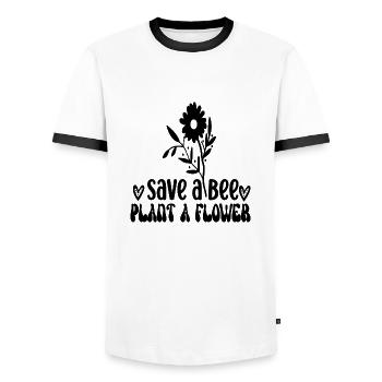 Save a Bee Plant a Flower - Men's Ringer Shirt - white/black - Front - AI Model Female 172 light (172cm) & AI Model Male 178 dark (178cm)