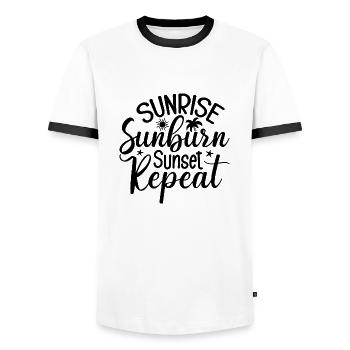 Sunrise Sunburn Sunset Repeat - Männer Kontrast-T-Shirt - Weiß/Schwarz - Vorne - AI Model Female 172 light (172cm) & AI Model Male 178 dark (178cm)