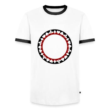 Kranz Spielkarten Skat zweifarbig - Männer Kontrast-T-Shirt - Weiß/Schwarz - Vorne - AI Model Female 172 light (172cm) & AI Model Male 178 dark (178cm)