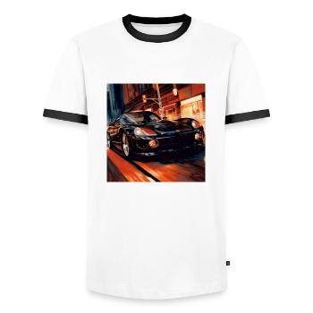 black sports car - Männer Kontrast-T-Shirt - Weiß/Schwarz - Vorne - AI Model Female 172 light (172cm) & AI Model Male 178 dark (178cm)