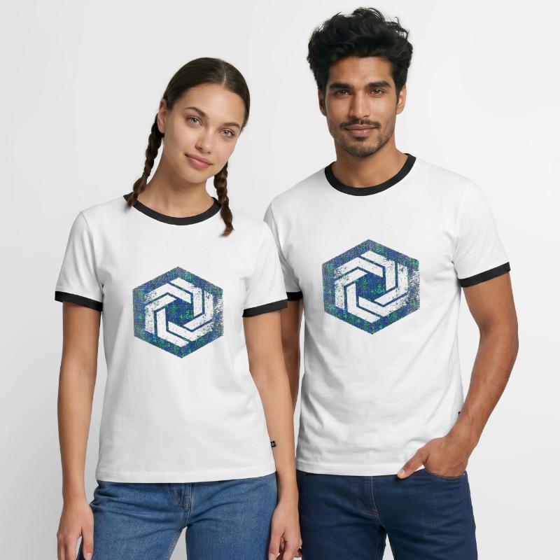 Codage géométrique du programmeur de programmation hexagonale T-shirt contrasté Homme