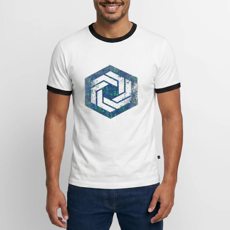 Codage géométrique du programmeur de programmation hexagonale T-shirt contrasté Homme