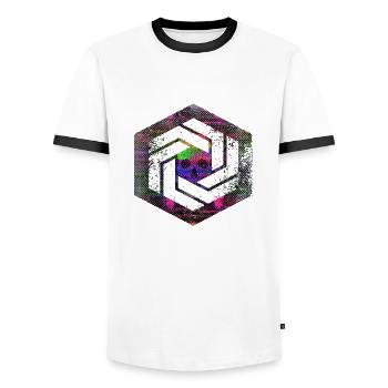 Hexagon-Programmierung Programmierer Codierung geometrisch - Männer Kontrast-T-Shirt - Weiß/Schwarz - Vorne - AI Model Female 172 light (172cm) & AI Model Male 178 dark (178cm)