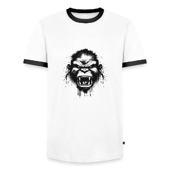 Singe sauvage et furieux - T-shirt contrasté Homme - blanc/noir - Devant - AI Model Female 172 light (172cm) & AI Model Male 178 dark (178cm)