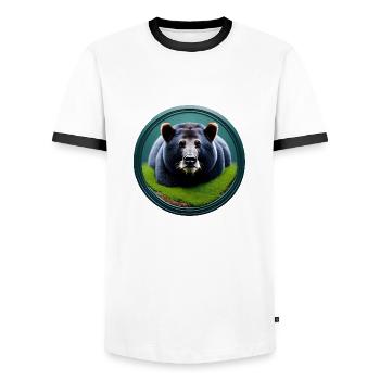 Braunbär im Wald - Männer Kontrast-T-Shirt - Weiß/Schwarz - Vorne - AI Model Female 172 light (172cm) & AI Model Male 178 dark (178cm)
