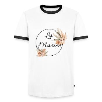 La mariée floral - T-shirt contrasté Homme - blanc/noir - Devant - AI Model Female 172 light (172cm) & AI Model Male 178 dark (178cm)