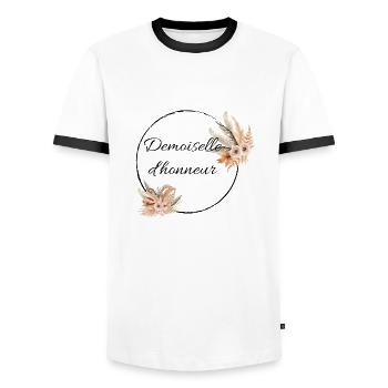 Demoiselle d'honneur - T-shirt contrasté Homme - blanc/noir - Devant - AI Model Female 172 light (172cm) & AI Model Male 178 dark (178cm)