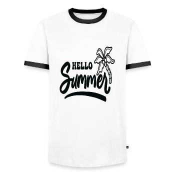 Hello Summer - Männer Kontrast-T-Shirt - Weiß/Schwarz - Vorne - AI Model Female 172 light (172cm) & AI Model Male 178 dark (178cm)
