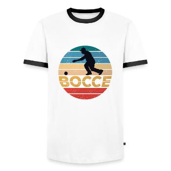 Bocce Bocci Colorful Balls Player I Gift - Men's Ringer Shirt - white/black - Front - AI Model Female 172 light (172cm) & AI Model Male 178 dark (178cm)