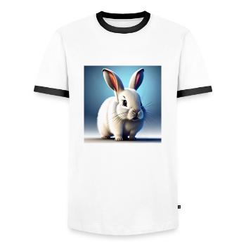White rabbit - Men's Ringer Shirt - white/black - Front - AI Model Female 172 light (172cm) & AI Model Male 178 dark (178cm)
