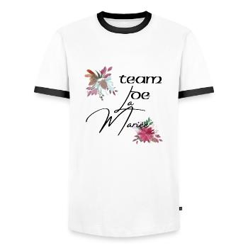 team de la Mariée evjf t-shirt assorti floral - T-shirt contrasté Homme - blanc/noir - Devant - AI Model Female 172 light (172cm) & AI Model Male 178 dark (178cm)