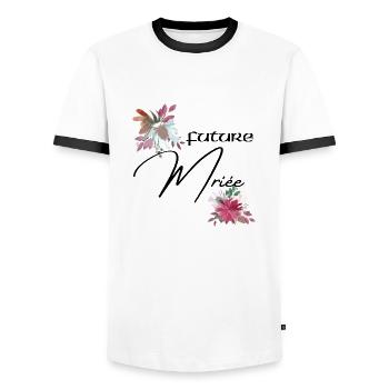 Future mariée floral - T-shirt contrasté Homme - blanc/noir - Devant - AI Model Female 172 light (172cm) & AI Model Male 178 dark (178cm)