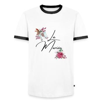 La mariée floral - T-shirt contrasté Homme - blanc/noir - Devant - AI Model Female 172 light (172cm) & AI Model Male 178 dark (178cm)