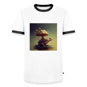 Trippy Schildkröte mit Baum wächst auf ihrem Rücken - Männer Kontrast-T-Shirt - Weiß/Schwarz - Vorne - AI Model Female 172 light (172cm) & AI Model Male 178 dark (178cm)