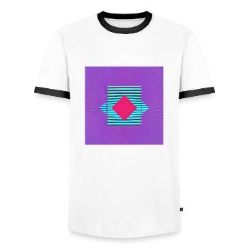 Etoile des années 80 - T-shirt contrasté Homme - blanc/noir - Devant - AI Model Female 172 light (172cm) & AI Model Male 178 dark (178cm)