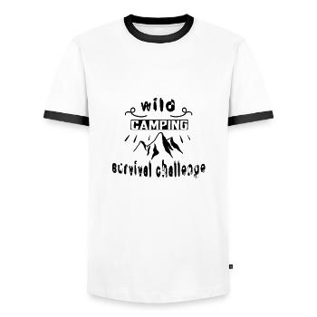 Wild Camping Survival Challenge - T-shirt contrasté Homme - blanc/noir - Devant - AI Model Female 172 light (172cm) & AI Model Male 178 dark (178cm)