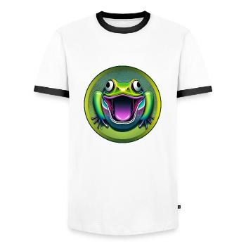 Grenouille hurlante - T-shirt contrasté Homme - blanc/noir - Devant - AI Model Female 172 light (172cm) & AI Model Male 178 dark (178cm)