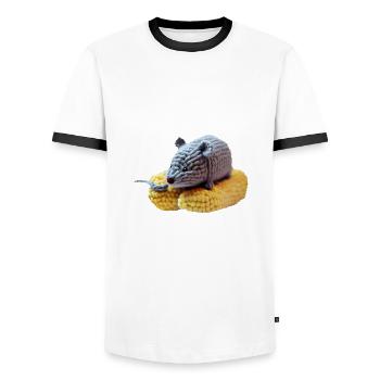 Mouse on corn - Men's Ringer Shirt - white/black - Front - AI Model Female 172 light (172cm) & AI Model Male 178 dark (178cm)