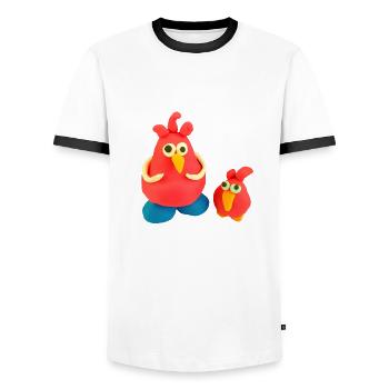 crazy chickens - Men's Ringer Shirt - white/black - Front - AI Model Female 172 light (172cm) & AI Model Male 178 dark (178cm)