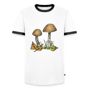 Pilze - Männer Kontrast-T-Shirt - Weiß/Schwarz - Vorne - AI Model Female 172 light (172cm) & AI Model Male 178 dark (178cm)
