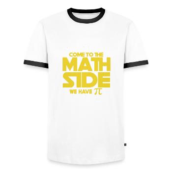 Come to the Math Side We have Pi - Men's Ringer Shirt - white/black - Front - AI Model Female 172 light (172cm) & AI Model Male 178 dark (178cm)