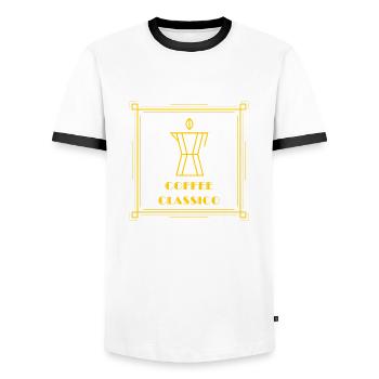 Coffee Classico - Männer Kontrast-T-Shirt - Weiß/Schwarz - Vorne - AI Model Female 172 light (172cm) & AI Model Male 178 dark (178cm)