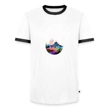 Mountain Landscape with Full Moon - Männer Kontrast-T-Shirt - Weiß/Schwarz - Vorne - AI Model Female 172 light (172cm) & AI Model Male 178 dark (178cm)