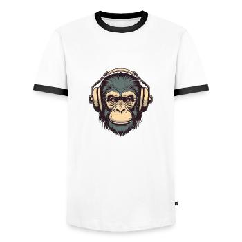 Funky Bloody Monkey - Männer Kontrast-T-Shirt - Weiß/Schwarz - Vorne - AI Model Female 172 light (172cm) & AI Model Male 178 dark (178cm)