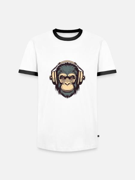 Funky Bloody Monkey - Men's Ringer Shirt - white/black