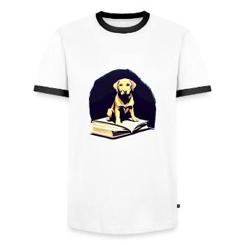 Dogs Read Dog Owner Dog Books Labrador Book - Men's Ringer Shirt - white/black - Front - AI Model Female 172 light (172cm) & AI Model Male 178 dark (178cm)