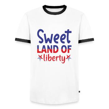 Sweet Land of Liberty - Men's Ringer Shirt - white/black - Front - AI Model Female 172 light (172cm) & AI Model Male 178 dark (178cm)