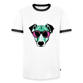 Dog Owner Terrier Dog Owner Dogs Dog - Men's Ringer Shirt - white/black - Front - AI Model Female 172 light (172cm) & AI Model Male 178 dark (178cm)