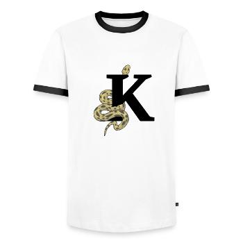 Letter k snake - Men's Ringer Shirt - white/black - Front - AI Model Female 172 light (172cm) & AI Model Male 178 dark (178cm)