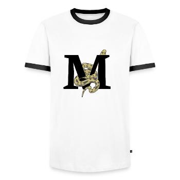 Letter m snake - Men's Ringer Shirt - white/black - Front - AI Model Female 172 light (172cm) & AI Model Male 178 dark (178cm)