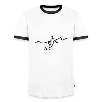 Fussballspieler - Männer Kontrast-T-Shirt - Weiß/Schwarz - Vorne - AI Model Female 172 light (172cm) & AI Model Male 178 dark (178cm)