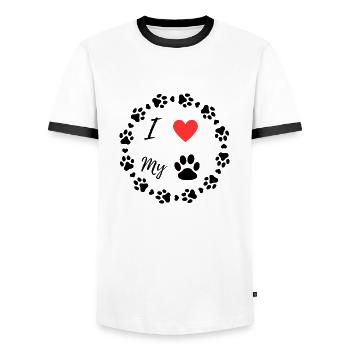 I love my dog - Männer Kontrast-T-Shirt - Weiß/Schwarz - Vorne - AI Model Female 172 light (172cm) & AI Model Male 178 dark (178cm)