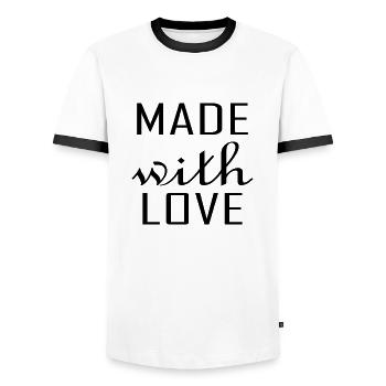Made with Love - Men's Ringer Shirt - white/black - Front - AI Model Female 172 light (172cm) & AI Model Male 178 dark (178cm)