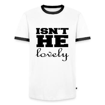 Isn´t he lovely - Männer Kontrast-T-Shirt - Weiß/Schwarz - Vorne - AI Model Female 172 light (172cm) & AI Model Male 178 dark (178cm)