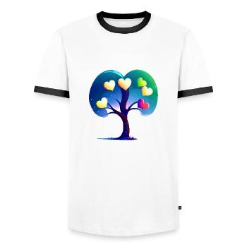 Valentine's Day, Mother's Day, Wedding, Love, Engagement - Men's Ringer Shirt - white/black - Front - AI Model Female 172 light (172cm) & AI Model Male 178 dark (178cm)