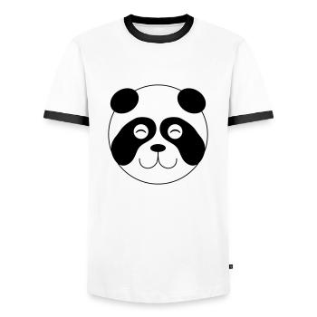 Panda Face 001 - Men's Ringer Shirt - white/black - Front - AI Model Female 172 light (172cm) & AI Model Male 178 dark (178cm)