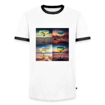 Cocktails 2 Gift - Men's Ringer Shirt - white/black - Front - AI Model Female 172 light (172cm) & AI Model Male 178 dark (178cm)
